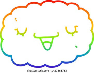rainbow gradient line drawing of a cartoon cloud