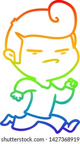 dibujo de una línea de gradiente de arco iris de un tipo fresco de dibujos animados con corte de pelo de moda