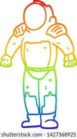 rainbow gradient line drawing of a cartoon space man