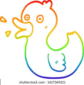 rainbow gradient line drawing of a cartoon quacking duck