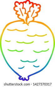 dibujo de línea de gradiente arco iris de una raíz de dibujos animados vegetal