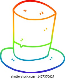 rainbow gradient line drawing of a cartoon top hat
