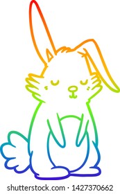 rainbow gradient line drawing of a cartoon sleepy rabbit