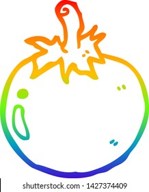 rainbow gradient line drawing of a cartoon tomato