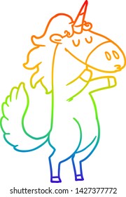 Regenbogen-Farbverlauf-Zeichnung eines Cartoons unicorn