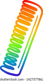 dibujo de línea de gradiente de arcoiris de un peine de dibujos animados