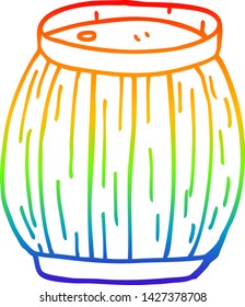 rainbow gradient line drawing of a cartoon beer barrel