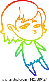dibujo de la línea de gradiente del arco iris de una niña vampiro de dibujos animados