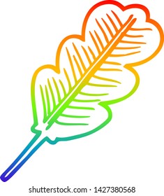 rainbow gradient line drawing of a cartoon fallen leaf
