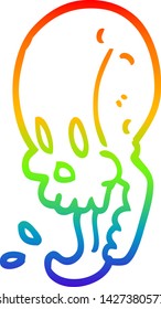 dibujo de la línea del gradiente del arco iris de una calavera gruesa de dibujos animados