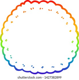 rainbow gradient line drawing of a cartoon biscuit