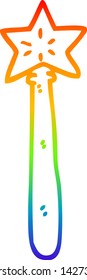 dibujo de una varita mágica de dibujos en gradiente arco iris