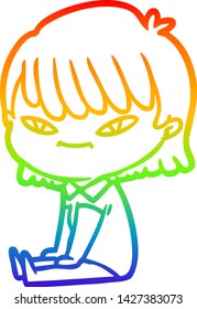 dibujo de una mujer de dibujos animados con gradiente de arco iris