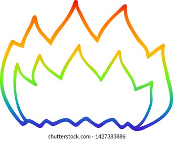 dibujo de una llama de gas de dibujos animados con gradiente arco iris