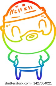 rainbow gradient line drawing of a cartoon bearded man