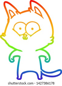 rainbow gradient line drawing of a cartoon cat