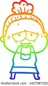 dibujo de la línea de gradiente del arco iris de una anciana feliz
