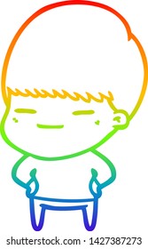 dibujo de una línea de gradiente de arcoiris de un muchacho de contrabando de dibujos animados