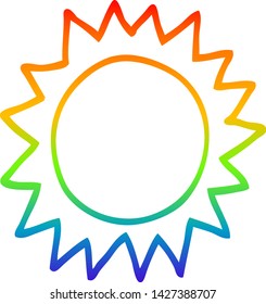 rainbow gradient line drawing of a cartoon sun