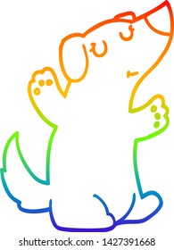 dibujo de línea de gradiente de arco iris de un perro caricaturista