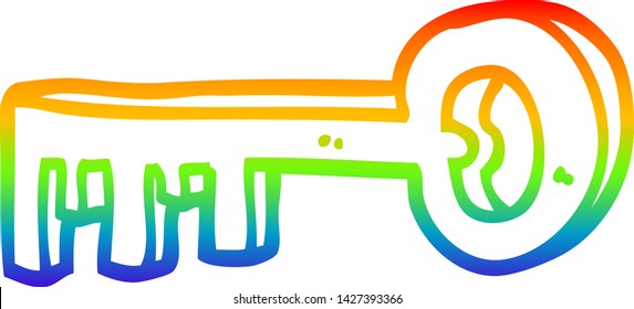 Regenbogengradientenzeichnung eines Cartoon-Metallschlüssels