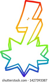dibujo de línea de gradiente de arco iris de un paro de relámpago de dibujos animados