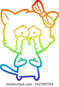 Regenbogengradientenzeichnung einer Cartoon Katze