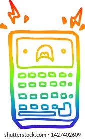 dibujo de línea de gradiente de arco iris de una calculadora de dibujos animados
