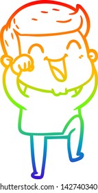 rainbow gradient line drawing of a cartoon man laughing