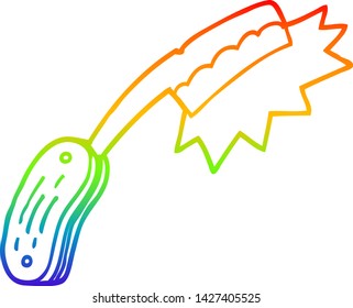rainbow gradient line drawing of a cartoon cut throat razor