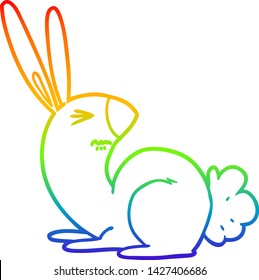 Regenbogen-Farbverlauf-Zeichnung einer Cartoon störenden Kaninchen