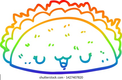 rainbow gradient line drawing of a cartoon taco