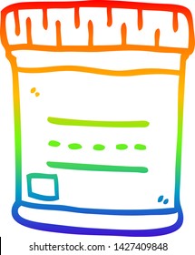 dibujo de la línea de gradiente arco iris de un tarro de muestra médica de caricatura