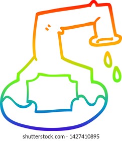 rainbow gradient line drawing of a cartoon science experiment