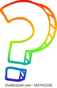 desenho de linha de gradiente do arco-íris de um ponto de interrogação de desenho animado