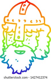 rainbow gradient line drawing of a cartoon viking face