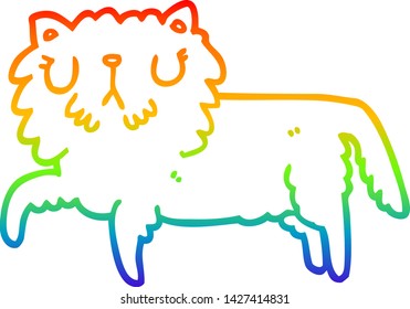 dibujo de una línea de gradiente de arco iris de un gato de dibujos animados