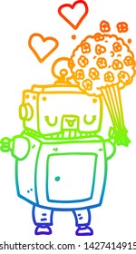 Regenbogengradientenzeichnung eines verliebten Cartoon-Roboters
