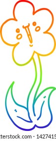 rainbow gradient line drawing of a cartoon flower