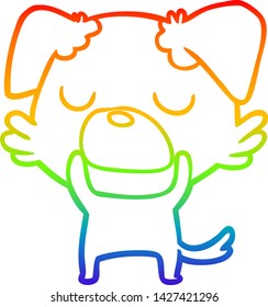 desenho de linha de gradiente do arco-íris de um cão de desenho animado