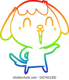 rainbow gradient line drawing of a cartoon dog