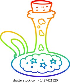 rainbow gradient line drawing of a cartoon magic potion