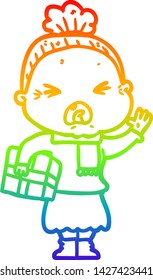 dibujo de una vieja caricatura con gradiente de arco iris