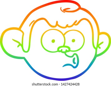 dibujo de una cara de mono de dibujos animados con gradiente de arco iris