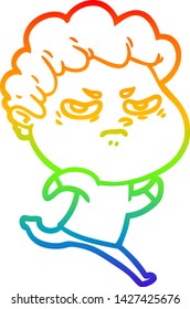 dibujo de una línea de gradiente de arco iris de un hombre enojado