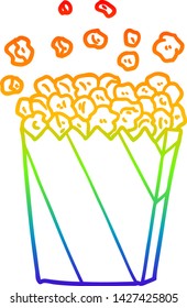 dibujo de la línea de gradiente del arcoiris de un cine de dibujos animados palomitas