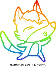 rainbow gradient line drawing of a cartoon wolf howling