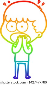 Regenbogen-Farbverlauf-Zeichnung eines Cartoons schockiert Mann