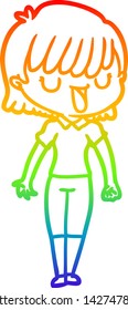 dibujo de una mujer de dibujos animados con gradiente de arco iris