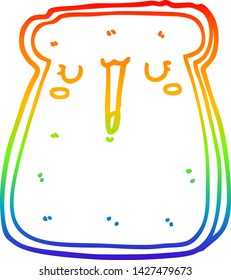 Regenbogen-Farbverlauf-Zeichnung eines Cartoons Toast